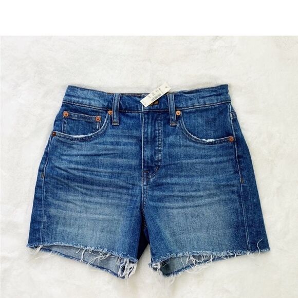 NWT Madewell High Rise Raw Hem Denim Short Lemoybe wash - Picture 5 of 11